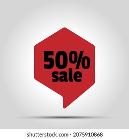 Special offer sale a 50% off discount. Black text on red tag. price list for discounts, of an advertising campaign, advertising marketing sales, a unique offer, black friday. Vector illustration.