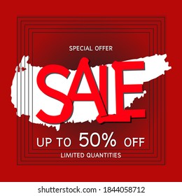 Special offer sale abstract background with text "Special offer up to 50% off limited quantities", Vector Banner for shop.	