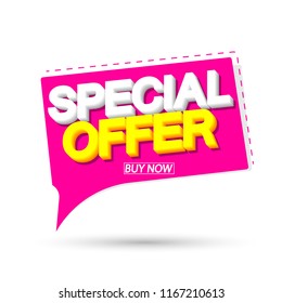 Special Offer, sale banner design template, discount speech bubble tag, app icon, vector illustration