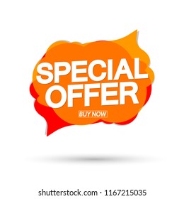 Special Offer, sale banner design template, discount speech bubble tag, app icon, vector illustration