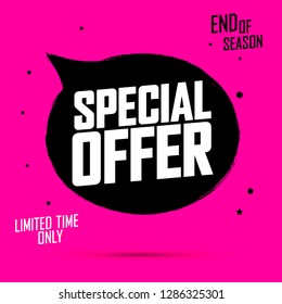Special Offer, Sale banner design template, discount tag, grunge brush, end of season, vector illustration