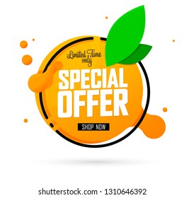 Special Offer, Sale Banner Design Template, Summer Discount Tag, App Icon, Vector Illustration