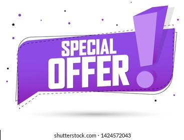 Special Offer, sale banner design template, discount speech bubble tag, app icon, vector illustration