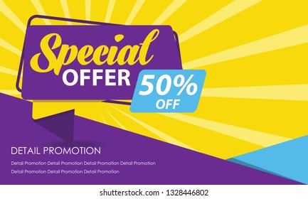 Special Offer Sale Banner Template. Discount Up to 50%. Vector Template Poster Sale Promotion.