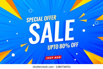 special offer sale banner template blue