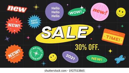 Special Offer Sale Banner Vector Design. Hipster background with promo label stickers.