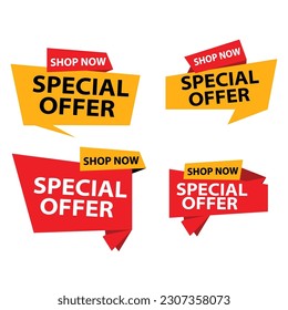 Special offer sale banners set. Vector illustration. Red and yellow.