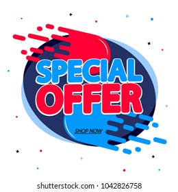 Special Offer, sale bubble banner, discount tag design template, app icon, vector illustration