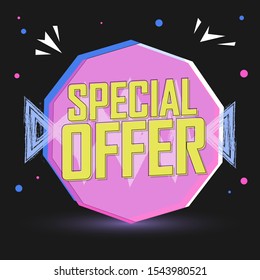 Special Offer, sale bubble banner design template, discount tag, app icon, vector illustration