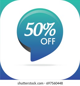 Special offer sale circle tosca blue tag isolated vector illustration. Discount offer price label, symbol for advertising campaign in retail, sale promo marketing, 50% off discount sticker