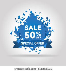 Special offer sale Colored tag. This is the concept of the price list for discounts, of an advertising campaign, advertising marketing sales, a 50% off discount, a unique offer. Vector illustration.