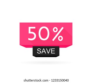 Special offer sale. Discount offer price label 50% save, symbol for advertising campaign in retail, sale promo marketing. Modern vector illustration flat style.