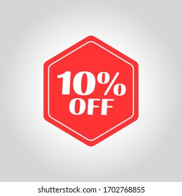 Special offer for sale in the form of a red tag, 10% discount. Concept of a price list for discounts, an advertising campaign, advertising marketing sales, a unique offer. Vector illustration.