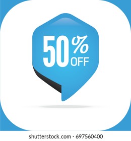 Special offer sale gradient blue tag isolated vector illustration. Discount offer price label, symbol for advertising campaign in retail, sale promo marketing, 50% off discount sticker
