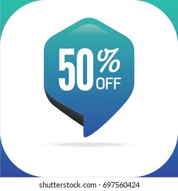 Special offer sale gradient tosca blue tag isolated vector illustration. Discount offer price label, symbol for advertising campaign in retail, sale promo marketing, 50% off discount sticker