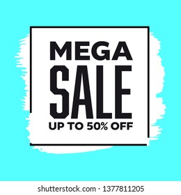 Special offer sale label in abstract style on colorful background. Discount promo campaign advertising layout with ink brush textures. Big sale banner template. Vector illustration.