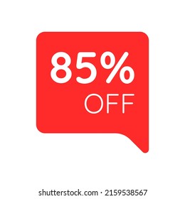 Special offer sale label illustration. Discount offer price label, symbol, and sticker for advertising campaign in retail, sale promo marketing discount 85%. Sticker sale, ad offer shopping