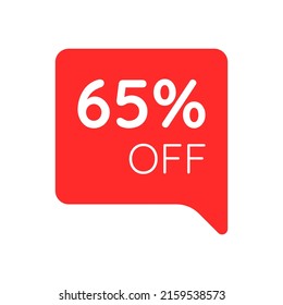 Special offer sale label illustration. Discount offer price label, symbol, and sticker for advertising campaign in retail, sale promo marketing discount 65%. Sticker sale, ad offer shopping
