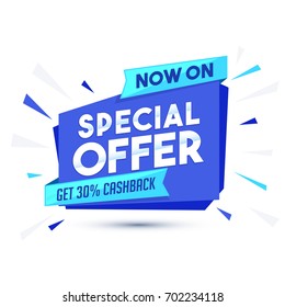 Special Offer Sale paper banner or tag design in blue color.