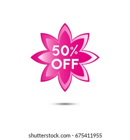 Special offer. Sale. Pink tag. Flower style. Vector illustration.