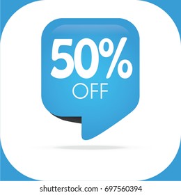 Special offer sale rectangle gradient blue tag isolated vector illustration. Discount offer price label, symbol for advertising campaign in retail, sale promo marketing, 50% off discount sticker