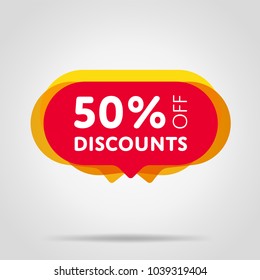 Special offer sale red tag isolated vector illustration. Discount offer price label, symbol for advertising campaign in retail, sale promo marketing, 50% off discount sticker, ad offer on shopping day