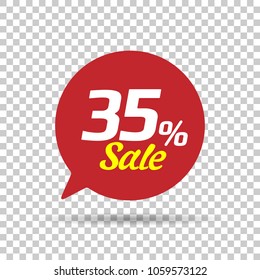 	
Special offer sale red tag. This is the concept of the price list for discounts, of an advertising campaign, advertising marketing sales, a 35% off discount, a unique offer. Vector illustration.