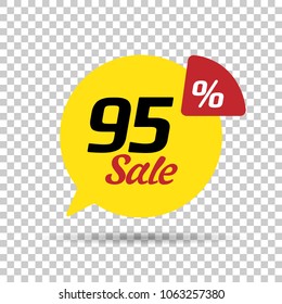 Special offer sale red tag. This is the concept of the price list for discounts, of an advertising campaign, advertising marketing sales, a 95% off discount, a unique offer. Vector illustration.