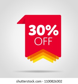 Special offer sale red tag isolated vector illustration. Discount offer price label, symbol for advertising campaign in retail, sale promo marketing, 30% off discount sticker, ad offer on shopping day