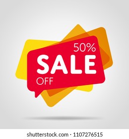 Special offer sale red tag isolated vector illustration. Discount offer price label, symbol for advertising campaign in retail, sale promo marketing, 50% off discount sticker, ad offer on shopping day
