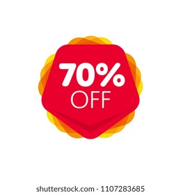 Special offer sale red tag isolated vector illustration. Discount offer price label, symbol for advertising campaign in retail, sale promo marketing, 70% off discount sticker, ad offer on shopping day