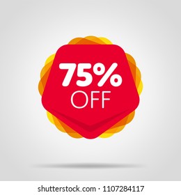 Special offer sale red tag isolated vector illustration. Discount offer price label, symbol for advertising campaign in retail, sale promo marketing, 75% off discount sticker, ad offer on shopping day