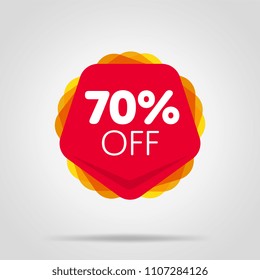 Special offer sale red tag isolated vector illustration. Discount offer price label, symbol for advertising campaign in retail, sale promo marketing, 70% off discount sticker, ad offer on shopping day