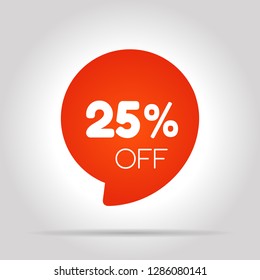 Special offer sale red tag. This is the concept of the price list for discounts, of an advertising campaign, advertising marketing sales, a 25% off discount, a unique offer. Vector illustration.