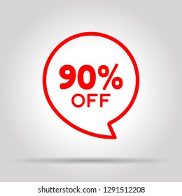 Special offer sale red tag. This is the concept of the price list for discounts, of an advertising campaign, advertising marketing sales, a 90% off discount, a unique offer. Vector illustration.