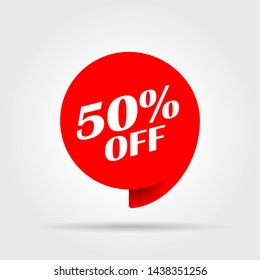 Special offer sale red tag. This is the concept of the price list for discounts, of an advertising campaign, advertising marketing sales, a 50% off discount, a unique offer. Vector illustration.