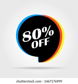 Special offer sale red tag. This is the concept of the price list for discounts, of an advertising campaign, advertising marketing sales, a 80% off discount, a unique offer. Vector illustration.