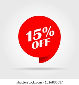 Special offer sale red tag. This is the concept of the price list for discounts, of an advertising campaign, advertising marketing sales, a 15% off discount, a unique offer. Vector illustration.