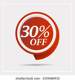 Special offer sale red tag. Discount with the price is 30% . This is the concept of the price list for discounts, of an advertising campaign, advertising marketing sales,