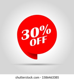 Special offer sale red tag. This is the concept of the price list for discounts, of an advertising campaign, advertising marketing sales, a 30 percen off discount, a unique offer. Vector illustration.