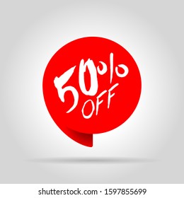 Special offer sale red tag. This is the concept of the price list for discounts, of an advertising campaign, advertising marketing sales, a 50% off discount, a unique offer. Vector illustration.