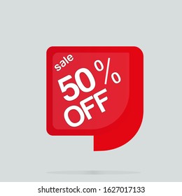 Special offer sale red tag. This is the concept of the price list for discounts, of an advertising campaign, advertising marketing sales, a 50% off discount
