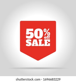 Special offer sale red tag. This is the concept of the price list for discounts, of an advertising campaign, advertising marketing sales, a 50% off discount, a unique offer. Vector illustration.