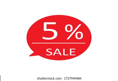 Special offer sale red tag isolated vector illustration. Discount offer price label,symbol for advertising campaign in retail, sale promo marketing,5% off discount sticker,5% off discount promotion.