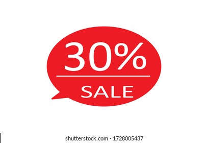 Special offer sale red tag isolated vector illustration. Discount offer price label,symbol for advertising campaign in retail, sale promo marketing,30% off discount sticker,30% off discount promotion.