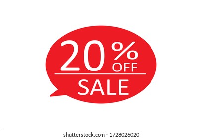 Special offer sale red tag isolated vector illustration. Discount offer price label,symbol for advertising campaign in retail, sale promo marketing,20% off discount sticker,20% off discount promotion.