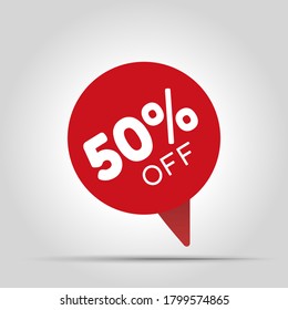 Special offer sale red tag. This is the concept of the price list for discounts, of an advertising campaign, advertising marketing sales, a 50% off discount, a unique offer. Vector illustration.