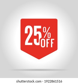 Special offer sale red tag. This is the concept of the price list for discounts, of an advertising campaign, advertising marketing sales, a 25% off discount, a unique offer. Vector illustration.