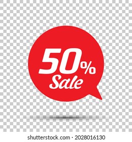 Special offer sale red tag. This is the concept of the price list for discounts, of an advertising campaign, advertising marketing sales, a 50% off discount, a unique offer. Vector illustration.
