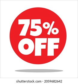 Special offer sale red tag isolated vector illustration. Discount offer price label, symbol for advertising campaign in retail, sale promo marketing, 75% off discount sticker, ad offer on shopping day